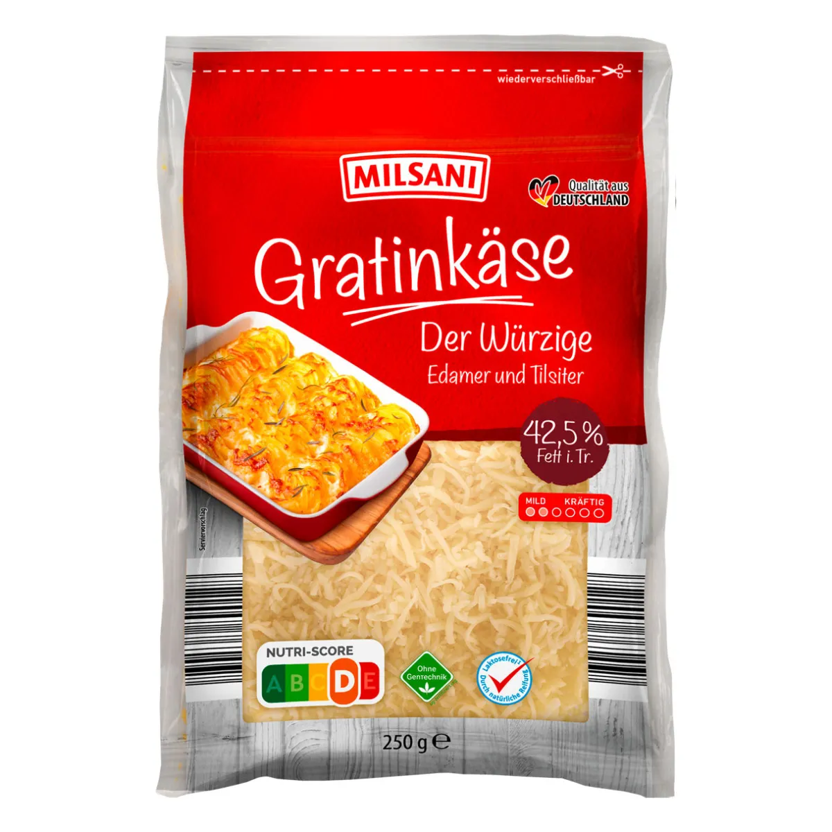 MILSANI Gratinkäse gerieben- Scheibenkäse & Geriebener Käse Bei Aldi Nord.