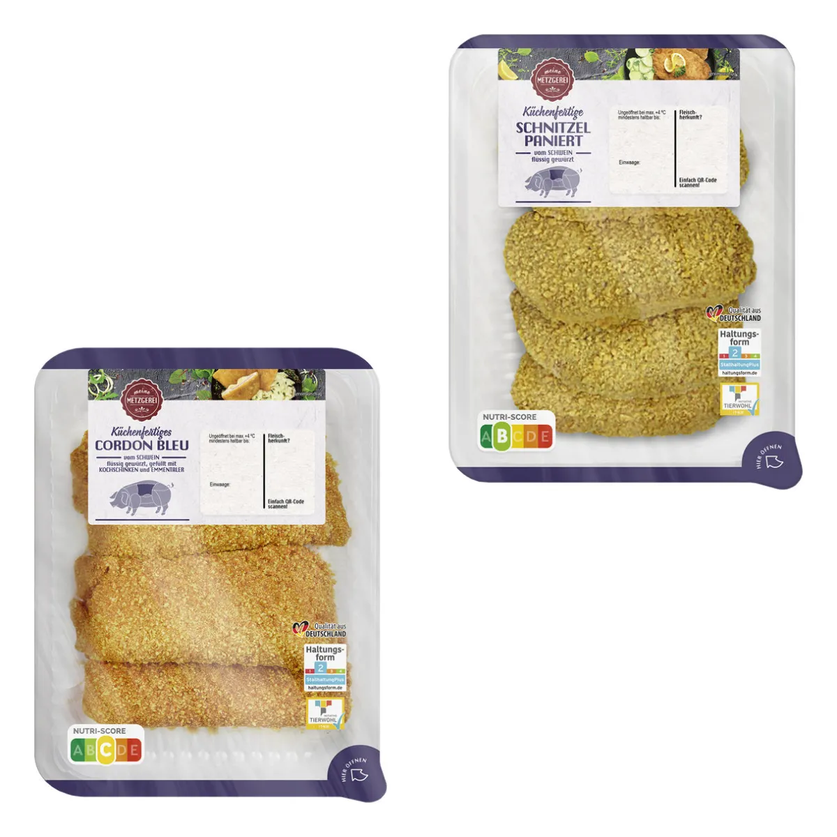 MEINE METZGEREI Schnitzel paniert / Cordon bleu- Schweinefleisch Bei Aldi Nord.