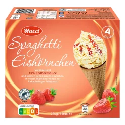 MUCCI Spaghetti-Eishörnchen- Waffeleis & Eis Am Stiel Bei Aldi Nord.|Veganes & Vegetarisches Grillgut Bei Aldi Nord.·Saisonales Eis & Sommerliche Desserts: Dein Sommer 2026 Bei Aldi Nord.